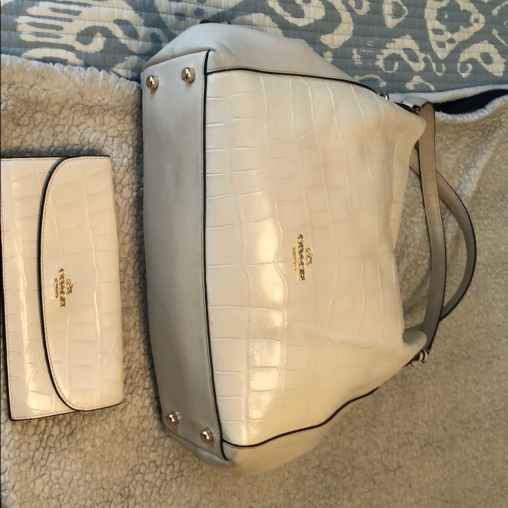 Coach ivory bag and wallet